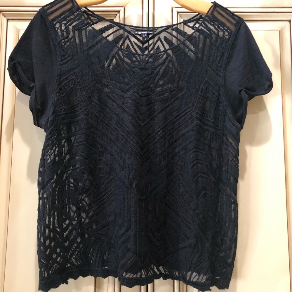Express Black Lace Top S